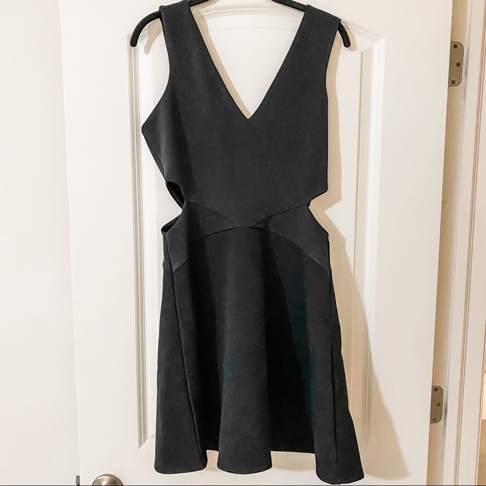 TOPSHOP Black Side Cage Cutout Dress